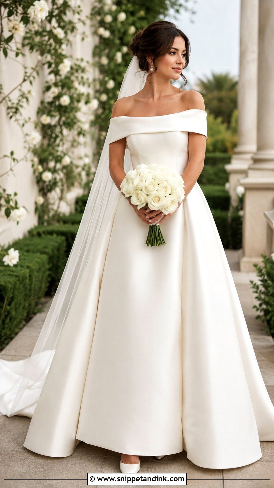 Off Shoulder Wedding Dress - Snippet and Ink - 20 Classic Timeless Wedding Dresses