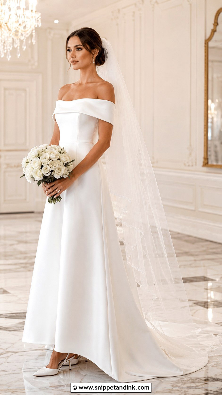 Off Shoulder Wedding Dress - Snippet and Ink - 20 Minimal Wedding Dresses