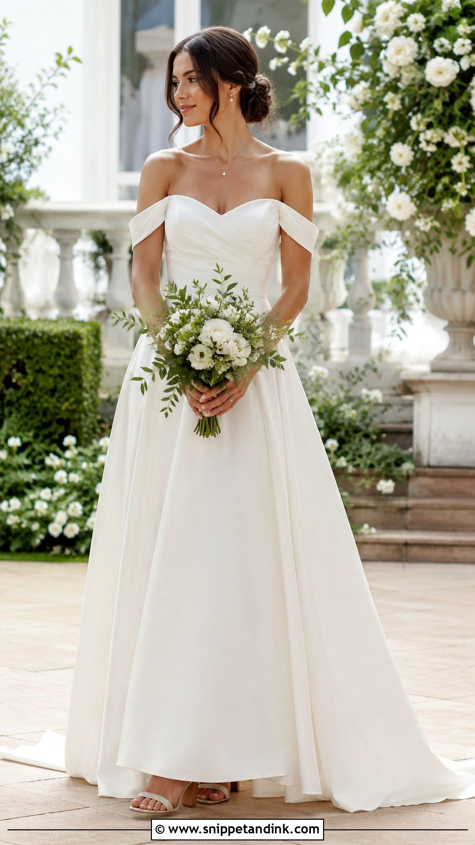 Off Shoulder Wedding Dress - Snippet and Ink - 20 Natural Wedding Dress Ideas
