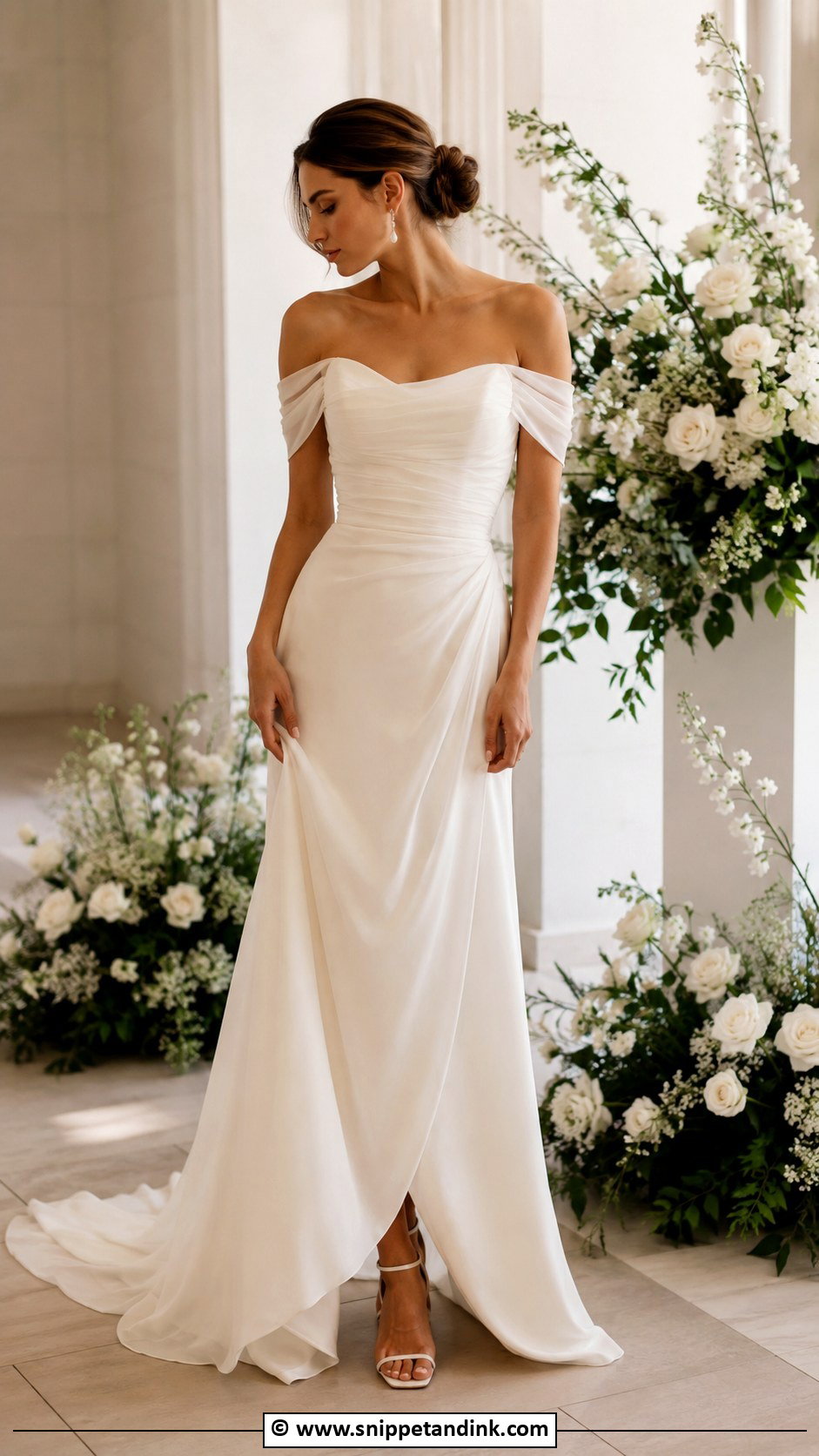 Off Shoulder Wedding Dress - Snippet and Ink - 30 Cute Wedding Dresses