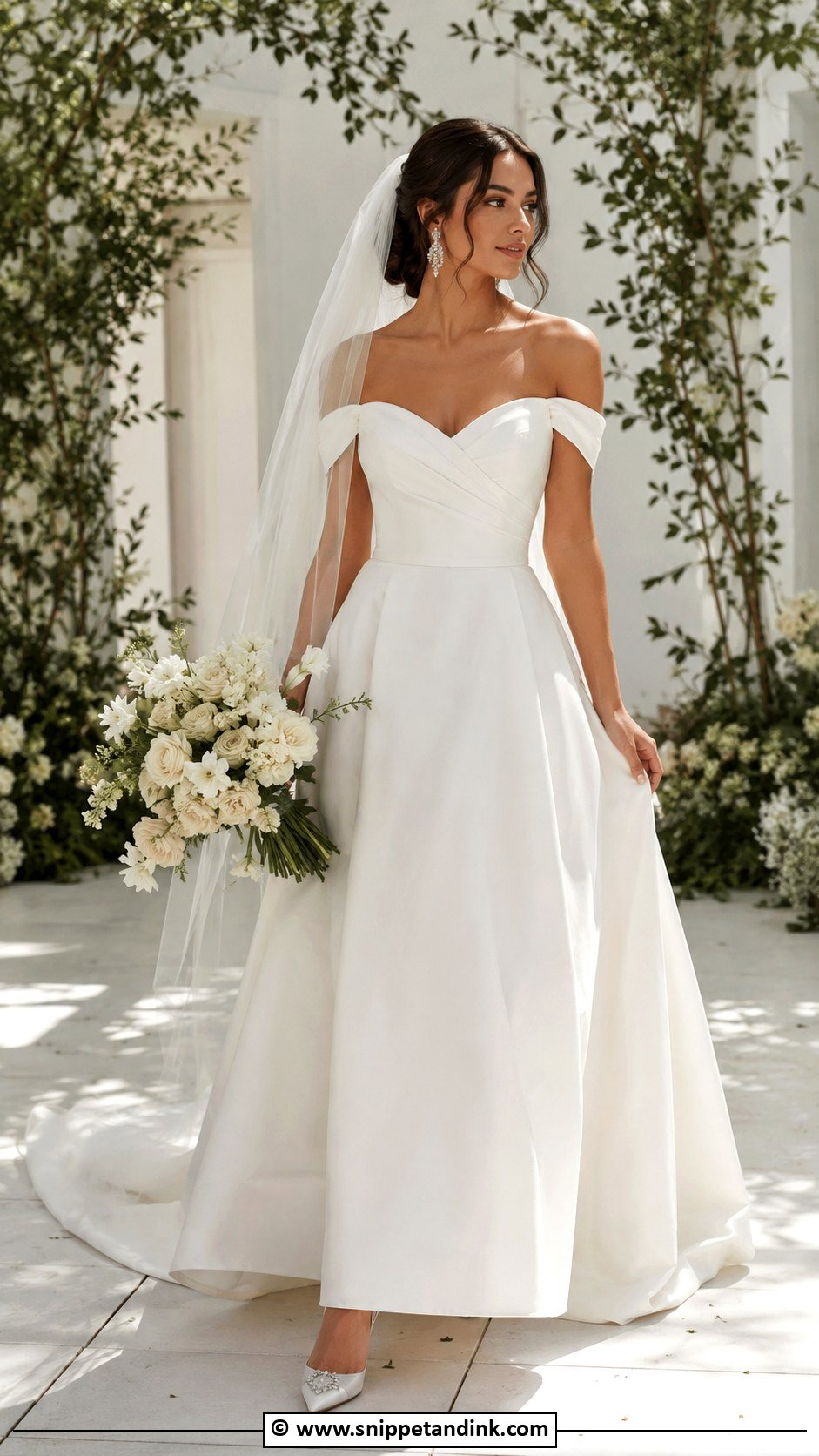 Off Shoulder Wedding Dress - Snippet and Ink - 30 Elegant Wedding Dresses