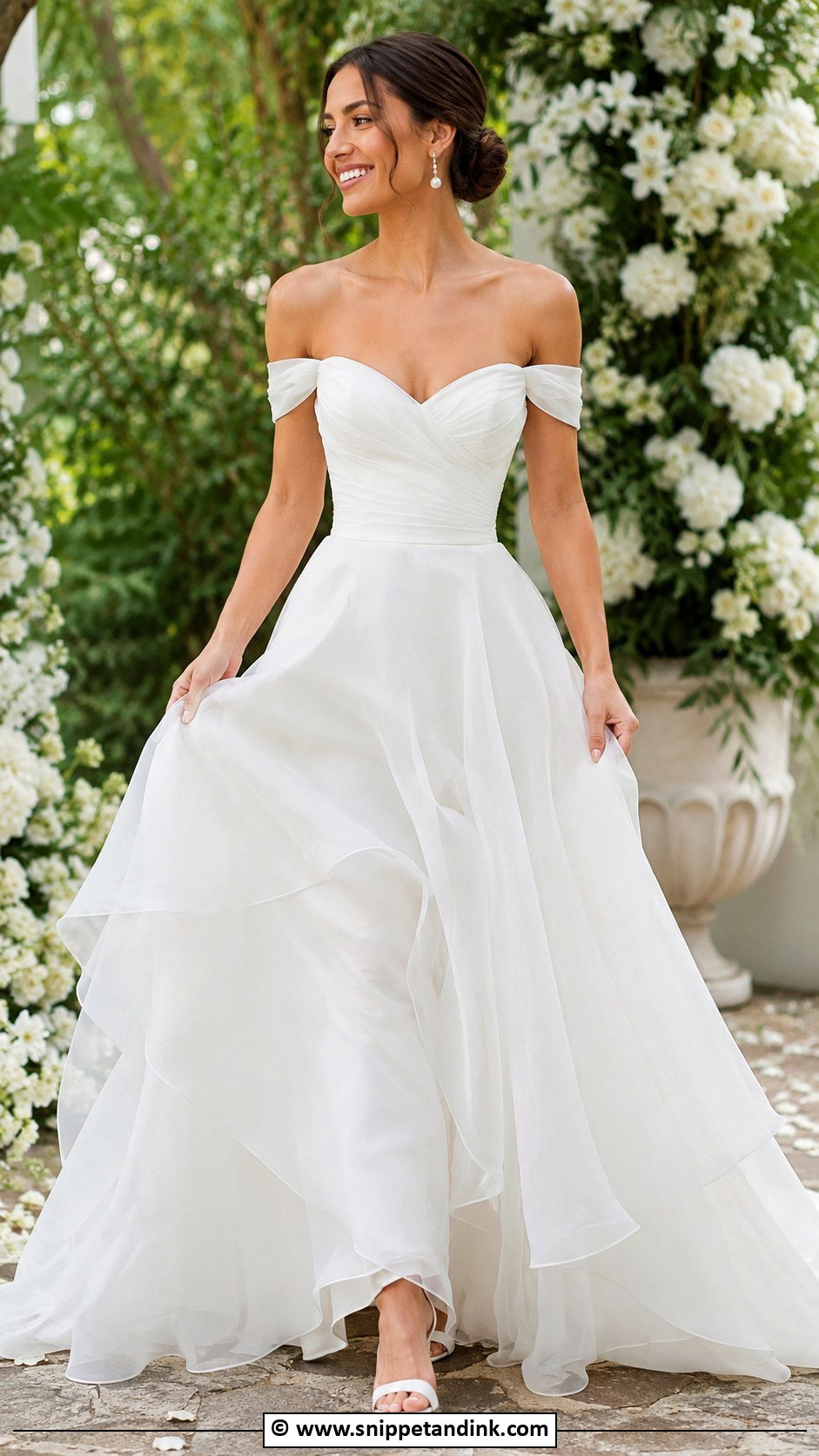 Off Shoulder Wedding Dress - Snippet and Ink - 30 Flowy Wedding Dress Ideas