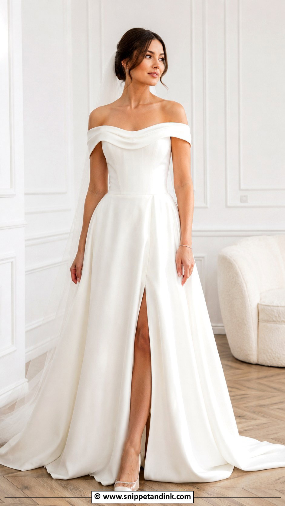 Off Shoulder Wedding Dress - Snippet and Ink - 30 Romantic Wedding Dress Ideas