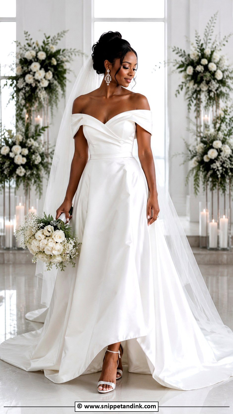 Off Shoulder Wedding Dress - Snippet and Ink - 30 Wedding Dresses Black Women