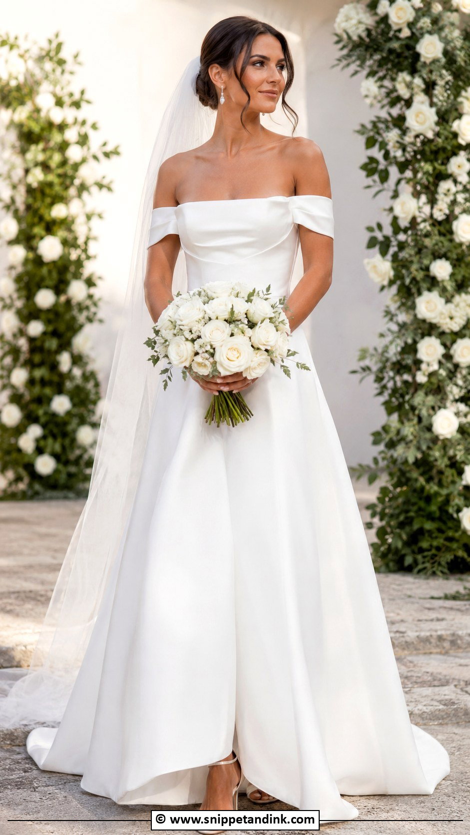 Off Shoulder Wedding Dress - Snippet and Ink - 35 Timeless Wedding Dress Ideas