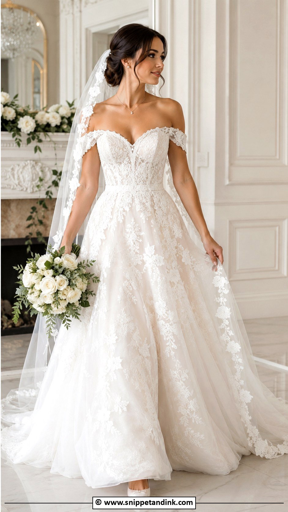 Off Shoulder Wedding Dress - Snippet and Ink - 35 Whimsical Wedding Dress Ideas