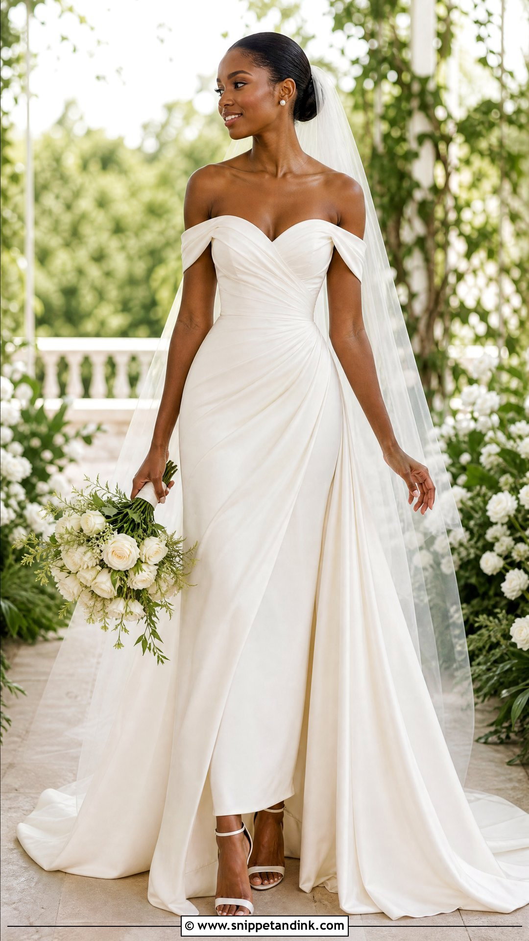 Off Shoulder Wedding Dress - Snippet and Ink - 25 Black People Wedding Dresses