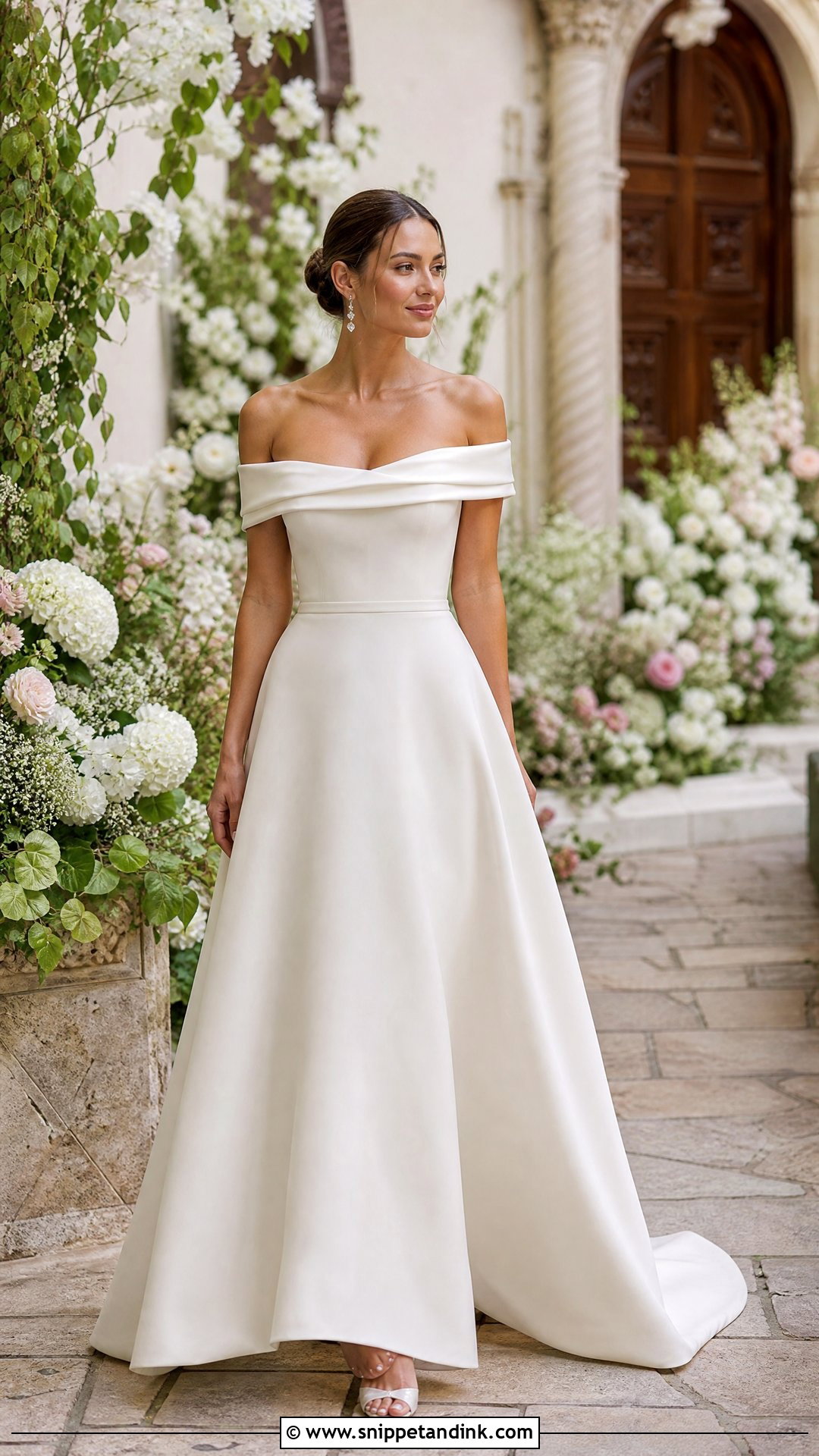 Off Shoulder Wedding Dress - Snippet and Ink - 25 Modern Wedding Dresses