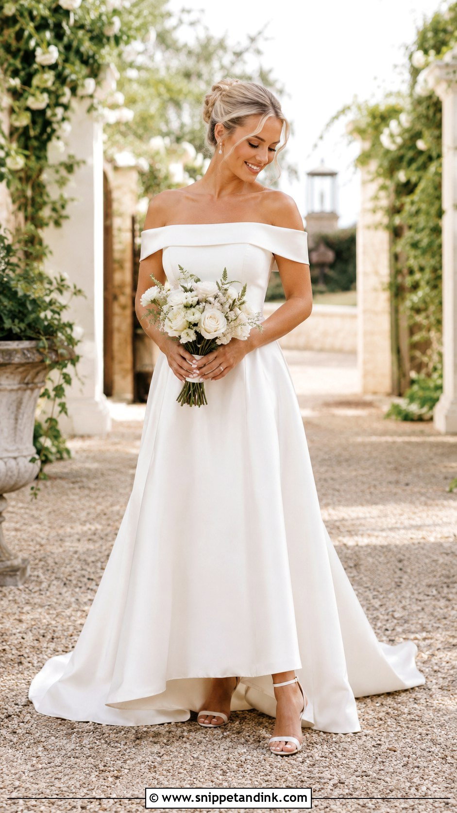 Off Shoulder Wedding Dress - Snippet and Ink - 30 Elegant Minimalist Wedding Dress Ideas