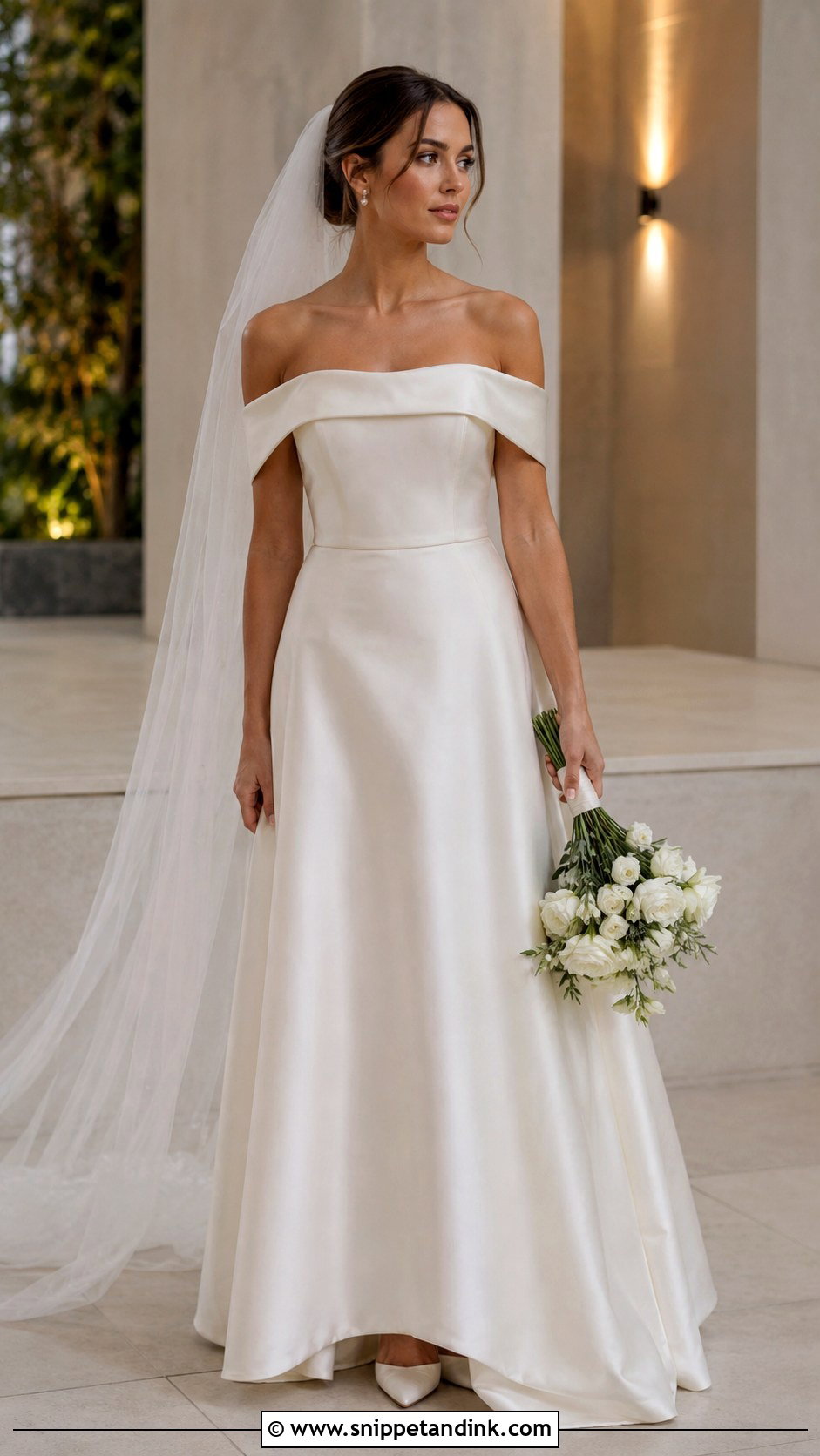 Off Shoulder Wedding Dress - Snippet and Ink - 30 Sleek Wedding Dress Ideas