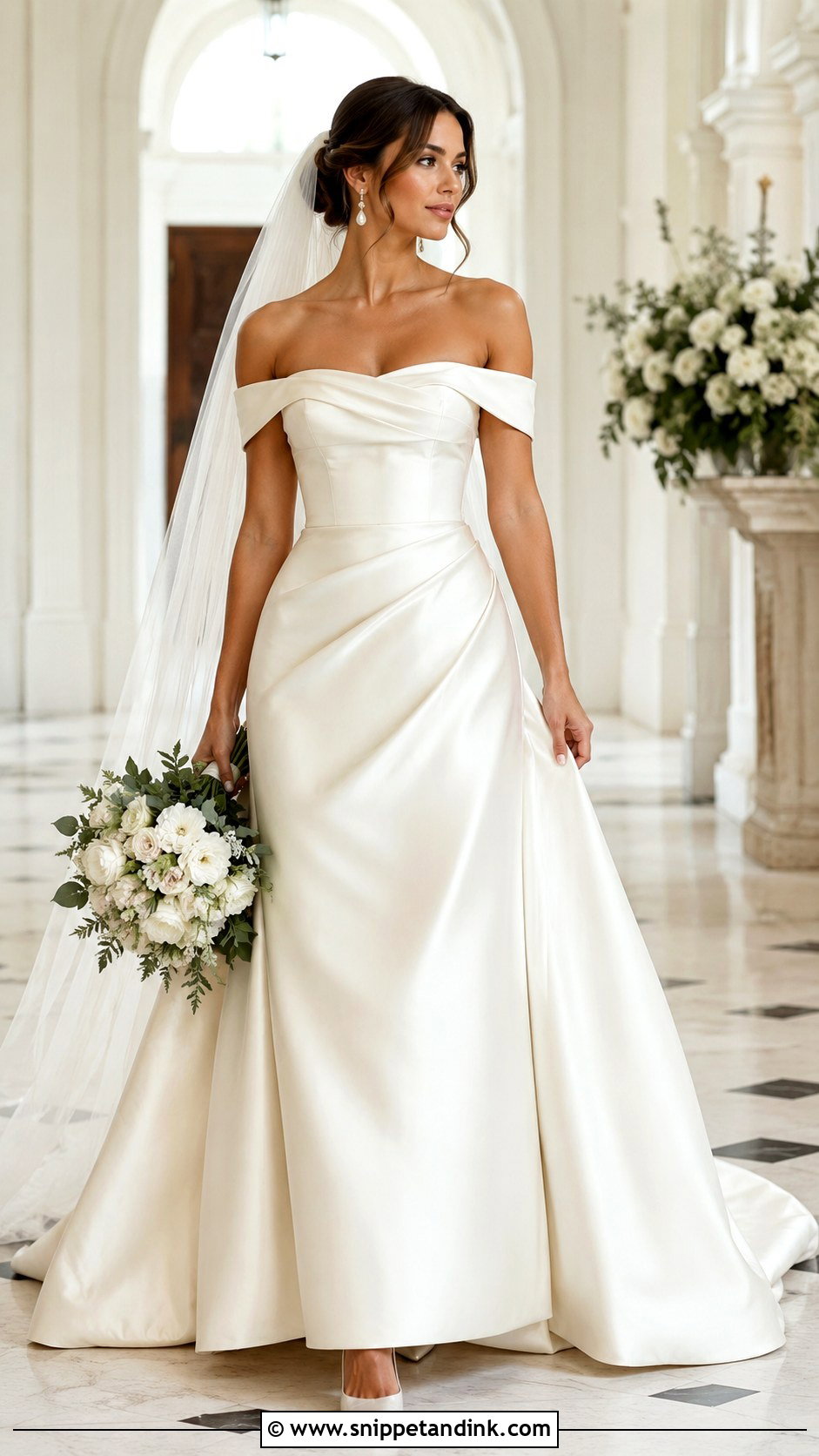 Off Shoulder Wedding Dress - Snippet and Ink - 30 Vintage Inspired Wedding Dresses