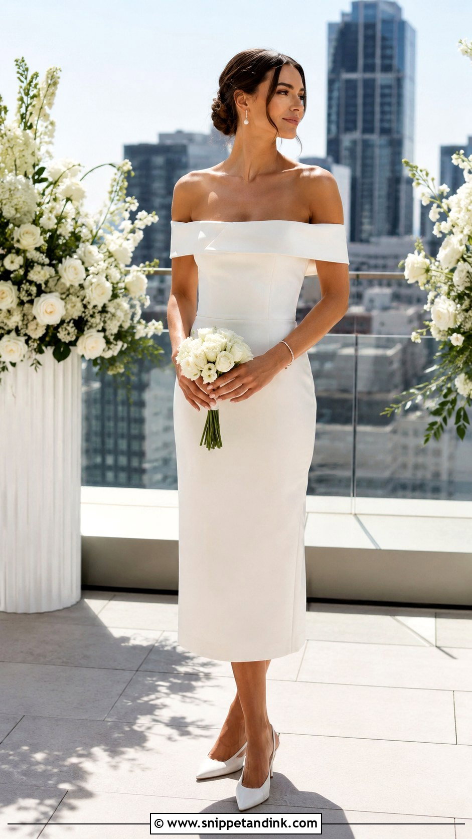 Off Shoulder Wedding Dress - Snippet and Ink - 20 Casual Wedding Dresses