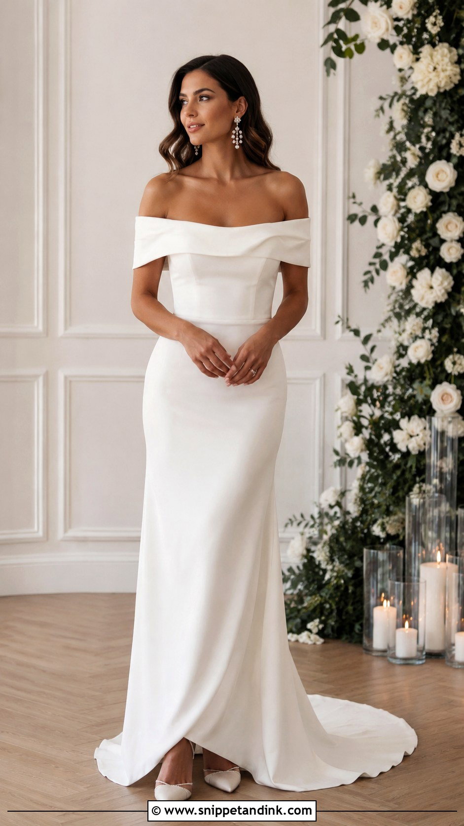 Off Shoulder Wedding Dress - Snippet and Ink - 25 2nd Wedding Dress Ideas
