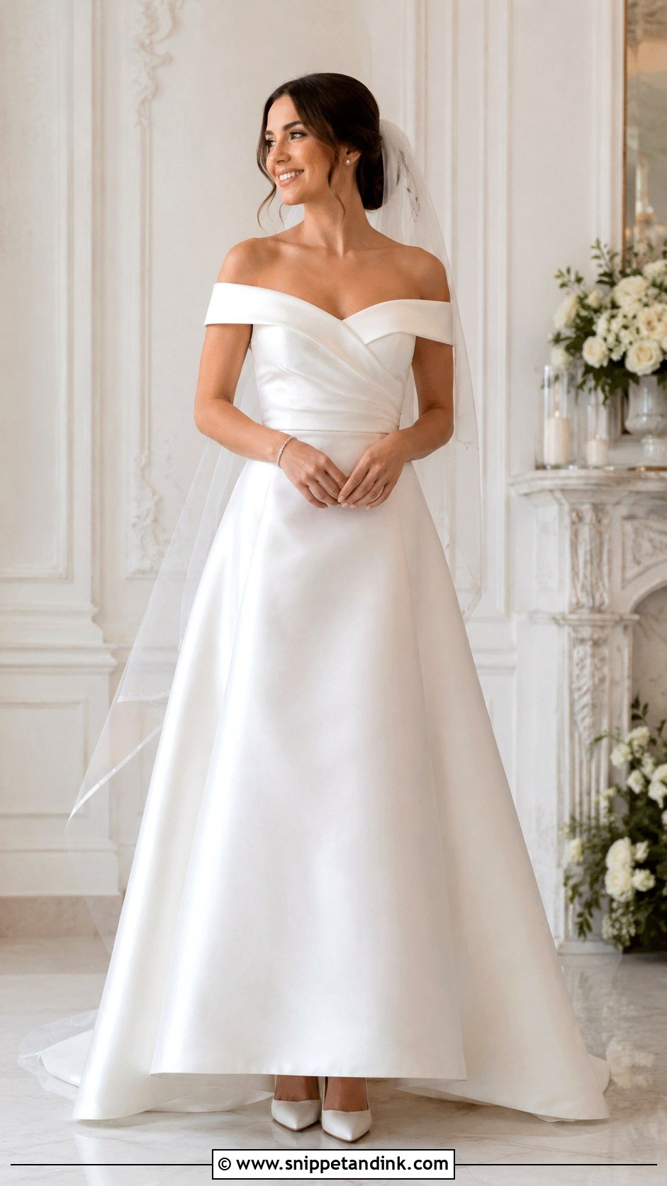 Off Shoulder Wedding Dress - Snippet and Ink - 25 Classic Timeless Wedding Dress Ideas