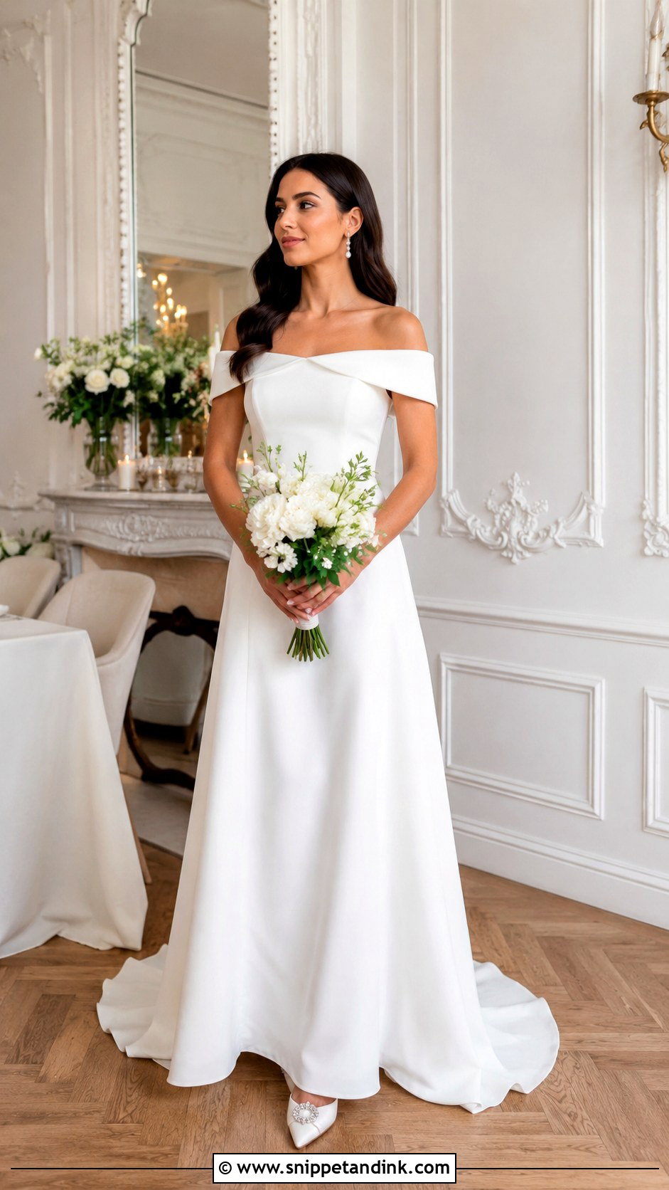 Off Shoulder Wedding Dress - Snippet and Ink - 25 Intimate Wedding Dress Ideas