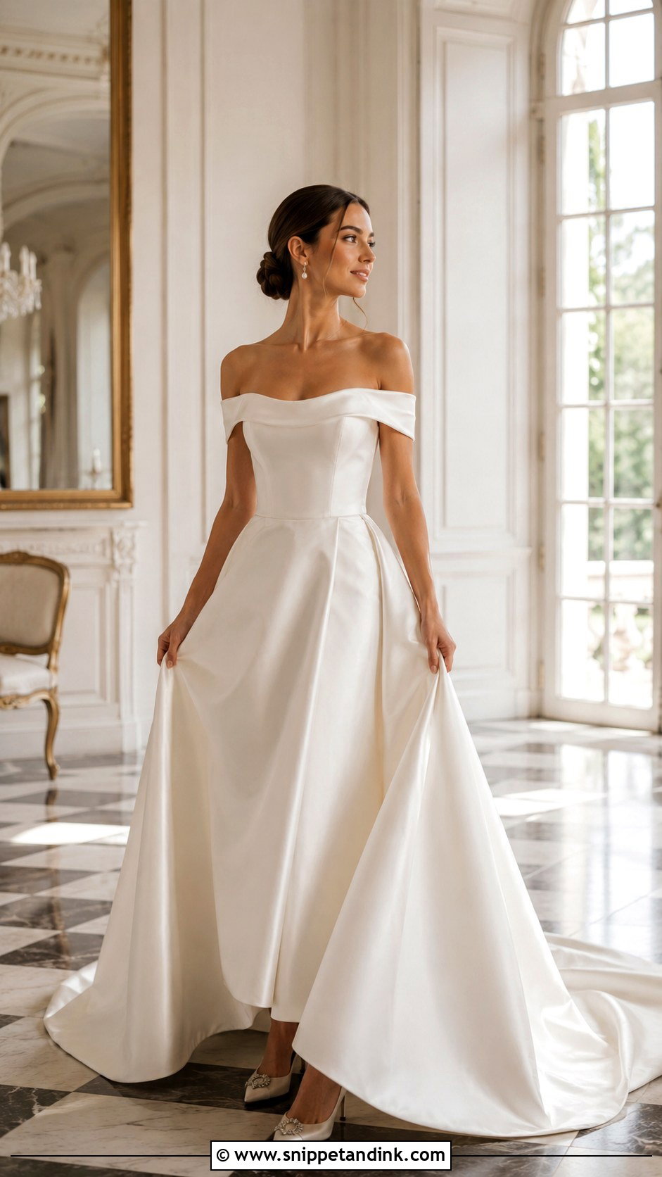 Off Shoulder Wedding Dress - Snippet and Ink - 25 Old Money Wedding Dresses