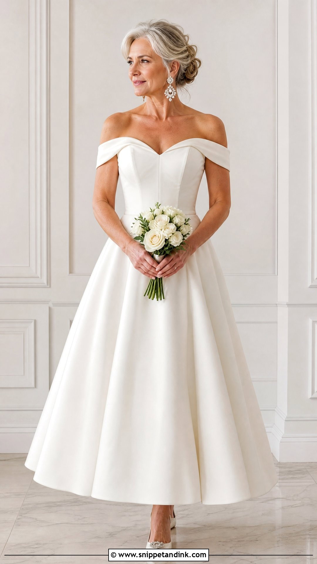 Off Shoulder Wedding Dress - Snippet and Ink - 25 Over 50 Bride Wedding Dresses