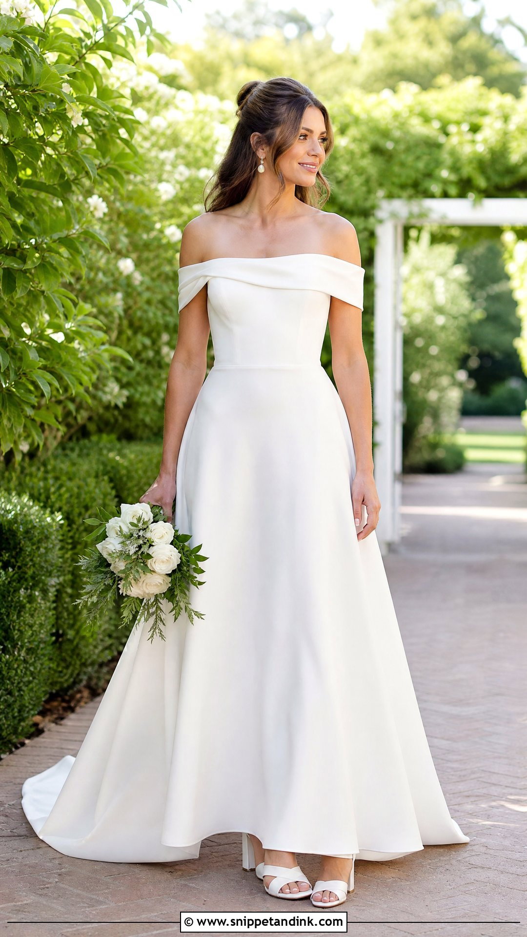 Off Shoulder Wedding Dress - Snippet and Ink - 25 Relaxed Wedding Dress Ideas