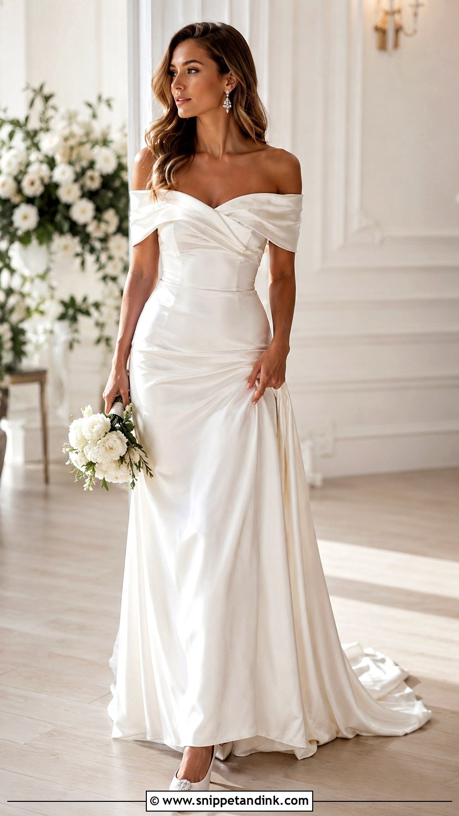 Off Shoulder Wedding Dress Outfit - Snippet and Ink - 25 Wedding Outfits for Bride