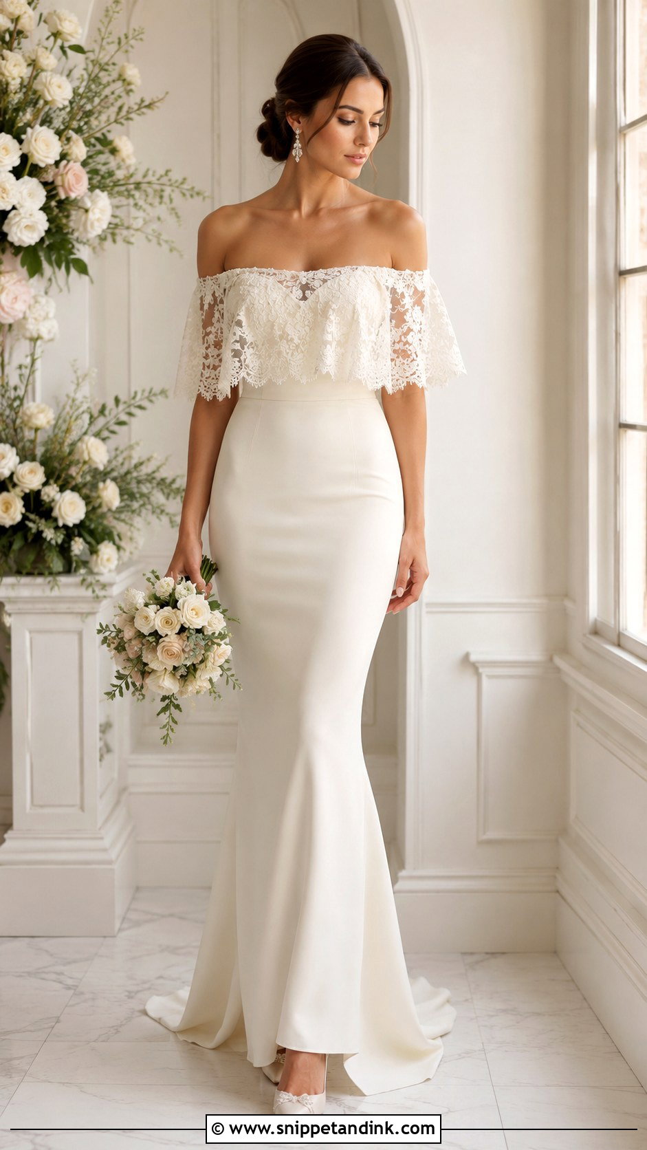 Off Shoulder Wedding Dress Topper - Snippet and Ink - 30 Wedding Dress Topper Ideas