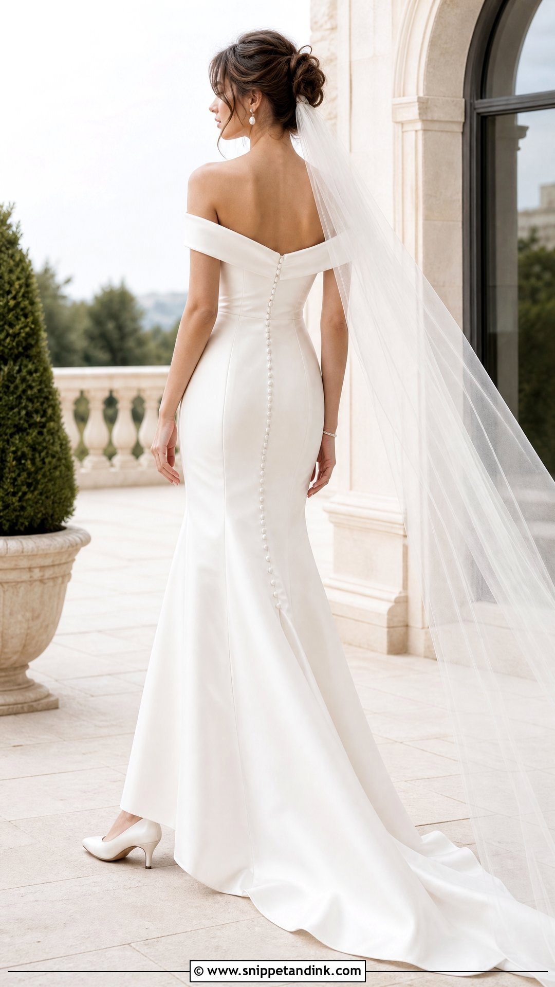Off Shoulder Wedding Dress With Button Back - Snippet and Ink - 20 Wedding Dress Buttons Down Back Ideas