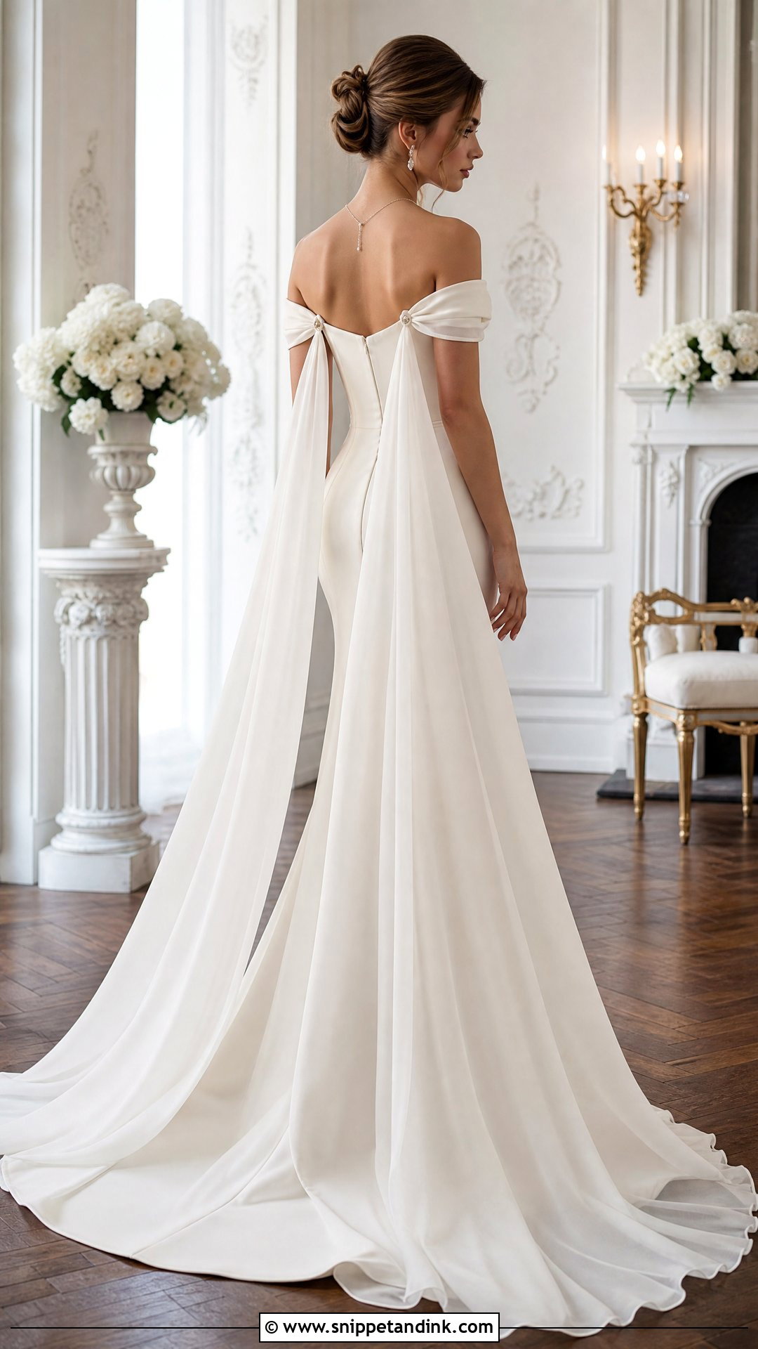 Off Shoulder Wedding Dress With Cape Wings - Snippet and Ink - 20 Wedding Dress Wings Ideas