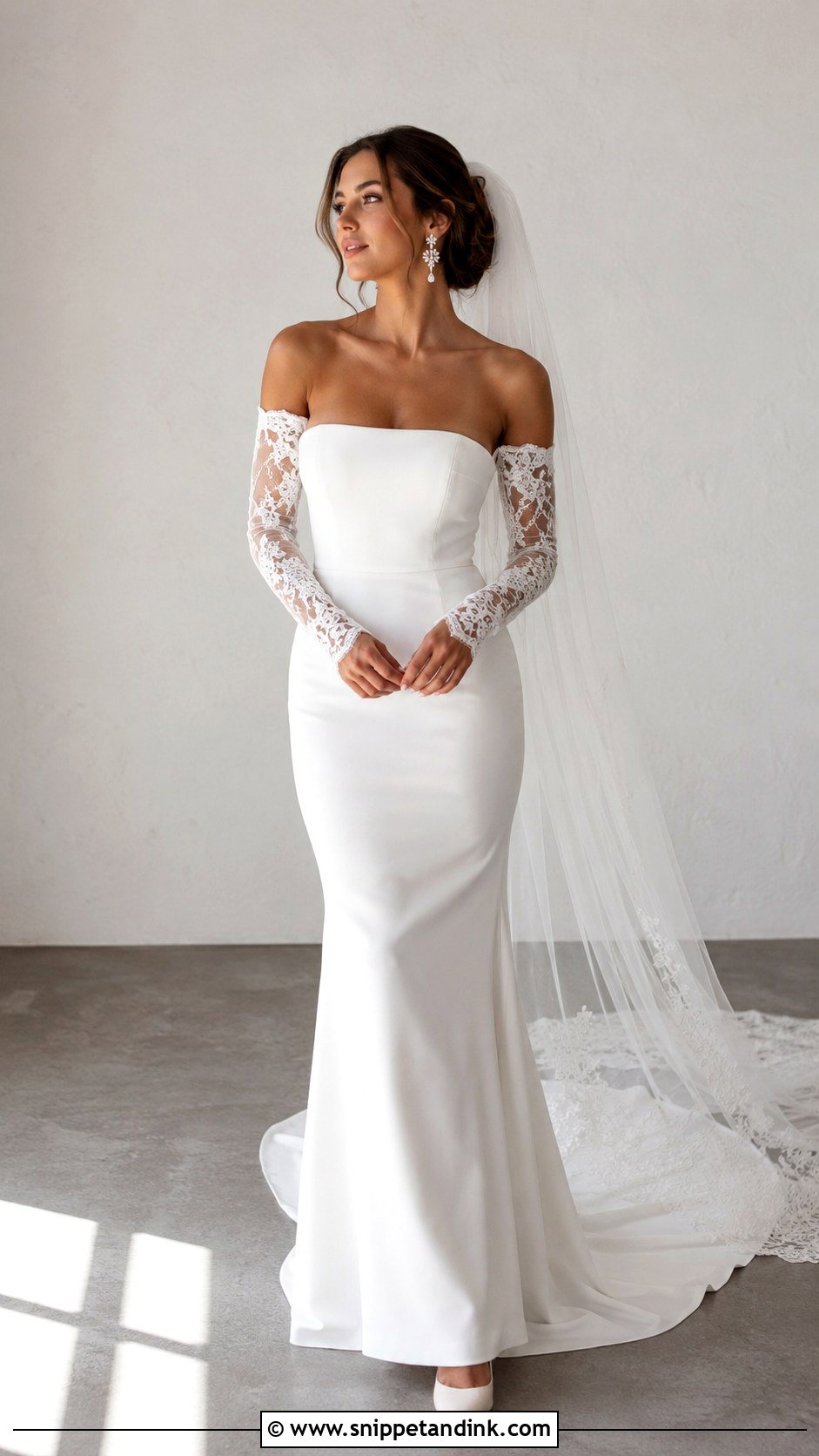 Off Shoulder Wedding Dress With Detachable Sleeves - Snippet and Ink - 25 Long Sleeve Off Shoulder Wedding Dress Ideas