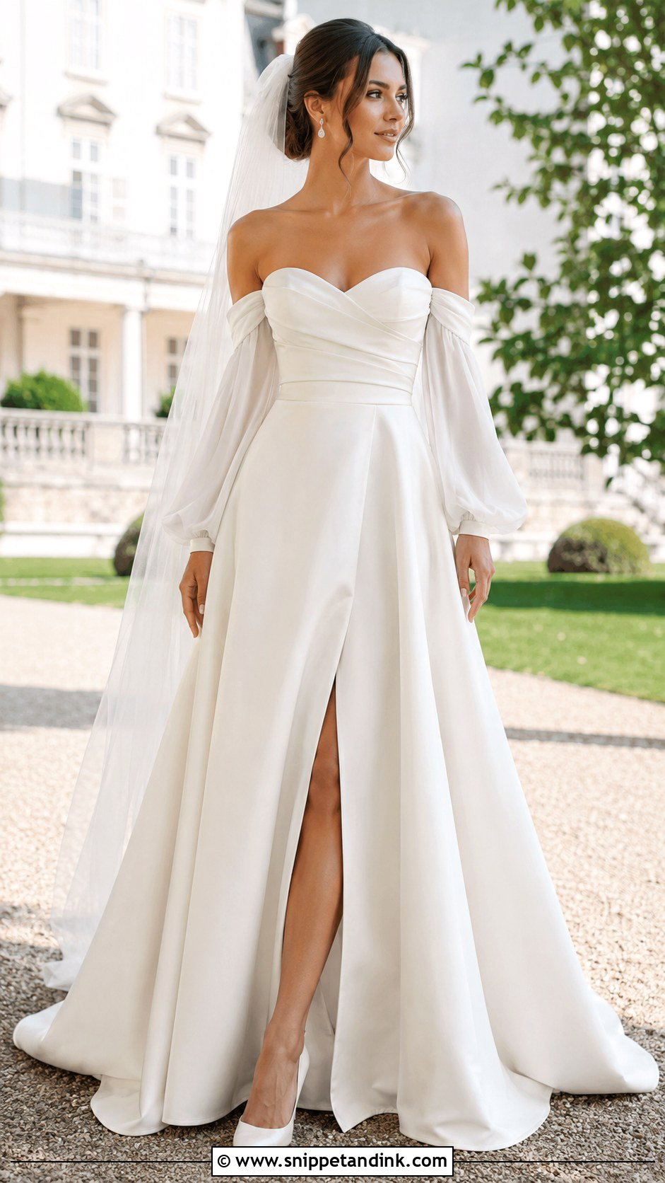 Off Shoulder Wedding Dress With Detachable Sleeves - Snippet and Ink - 20 Latest Wedding Dress Ideas