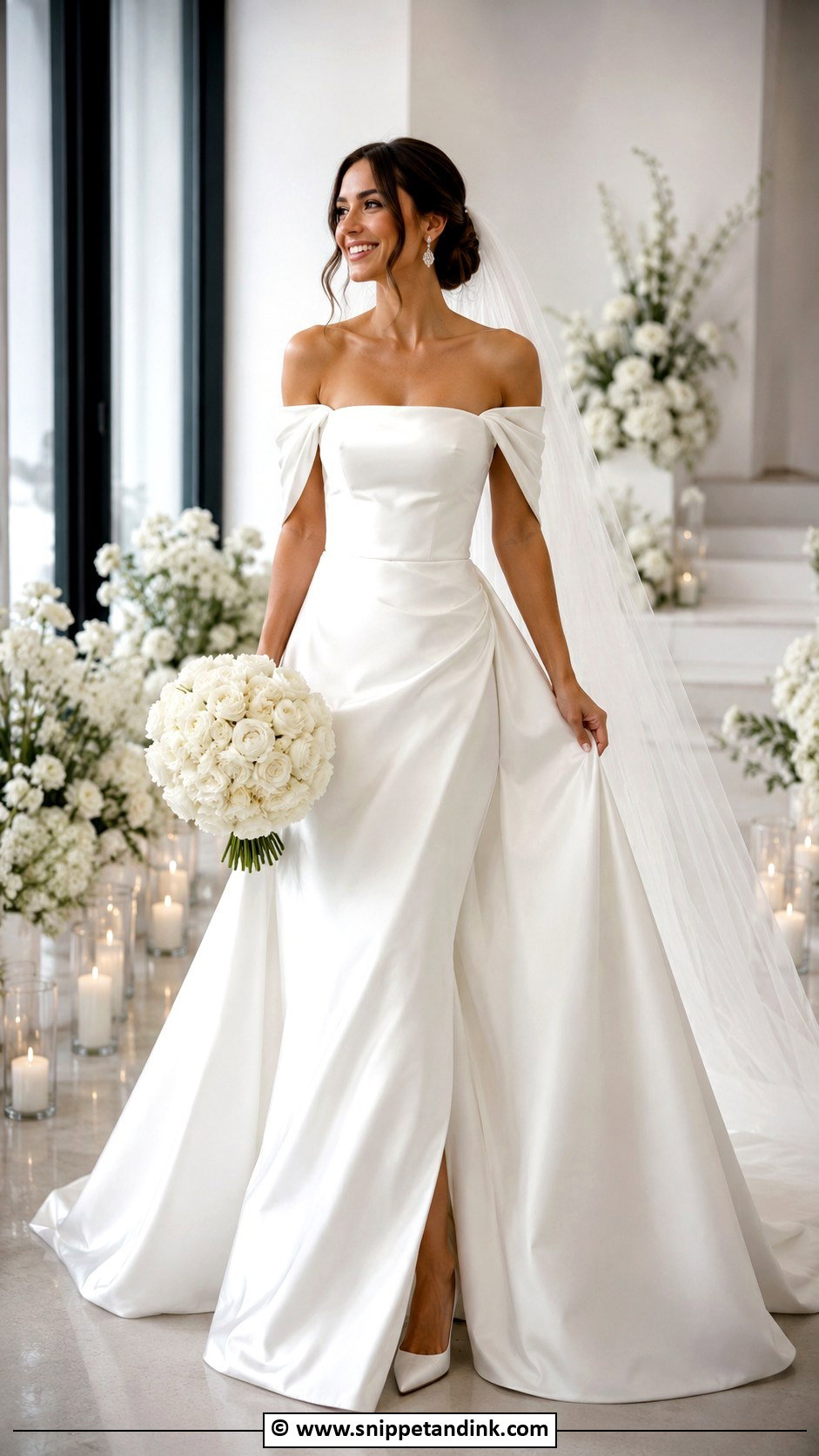 Off Shoulder Wedding Dress With Detachable Sleeves - Snippet and Ink - 35 Off Shoulder Wedding Dress Ideas