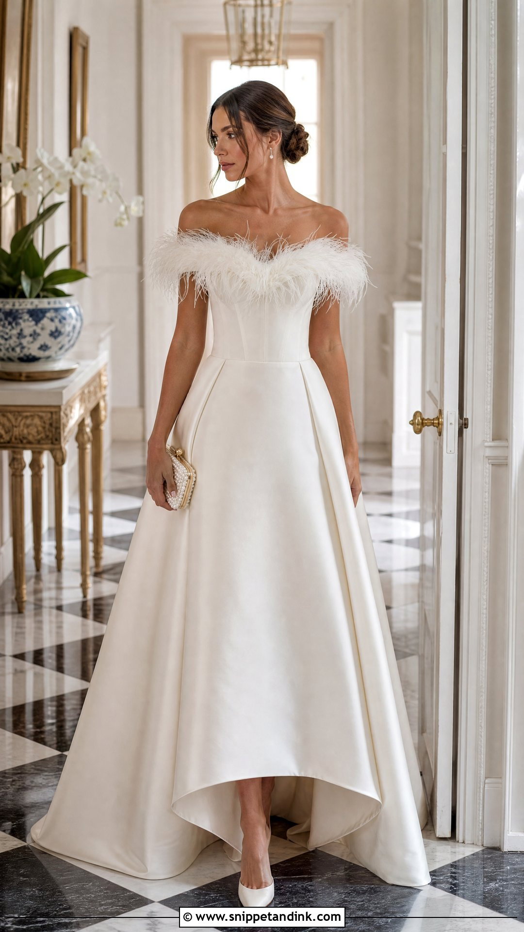 Off Shoulder Wedding Dress With Feathers - Snippet and Ink - 20 Wedding Dress with Feathers Ideas
