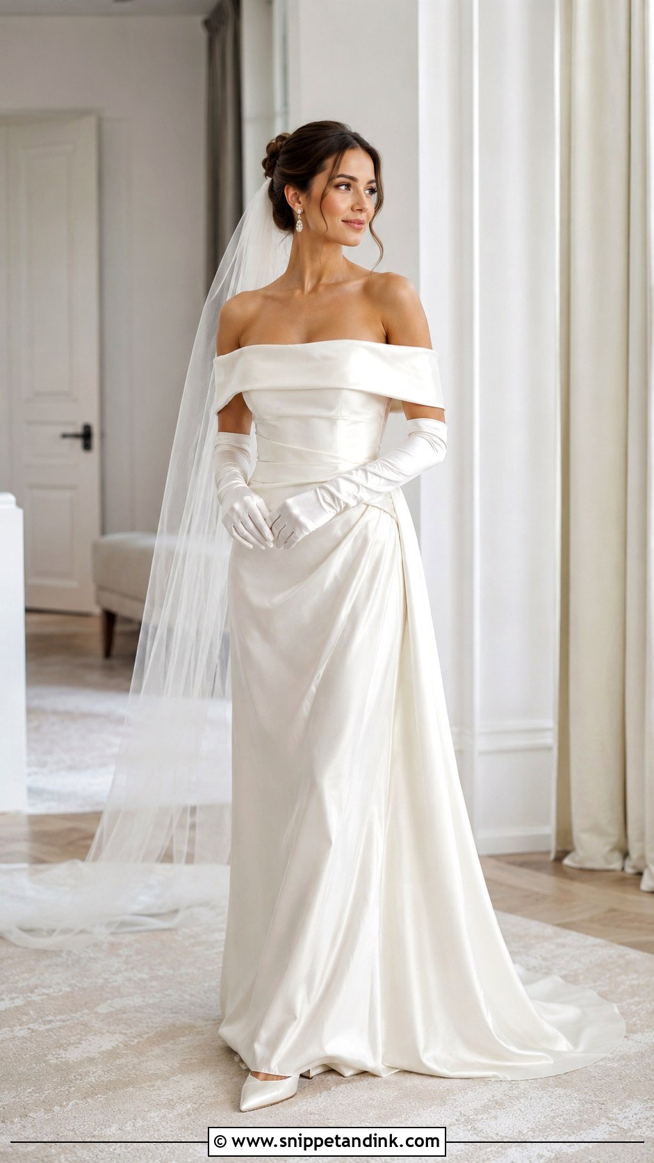 Off Shoulder Wedding Dress With Gloves - Snippet and Ink - 25 Wedding Dresses with Gloves