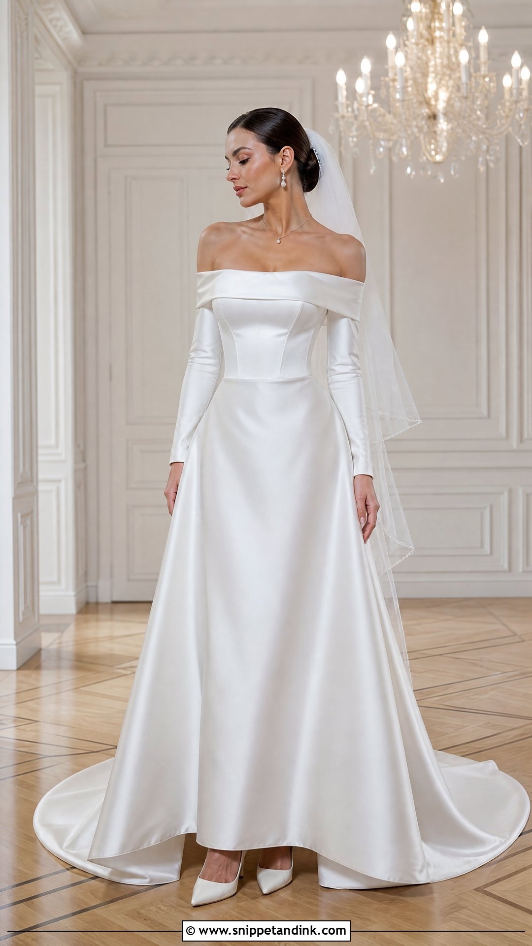 Off Shoulder Wedding Dress With Long Sleeves - Snippet and Ink - 20 Simple Elegant Wedding Dress with Sleeves