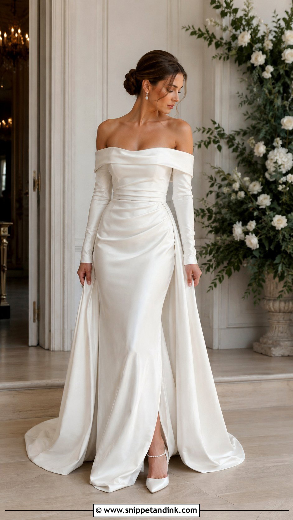 Off Shoulder Wedding Dress With Long Sleeves - Snippet and Ink - 25 Wedding Dress with Long Sleeves