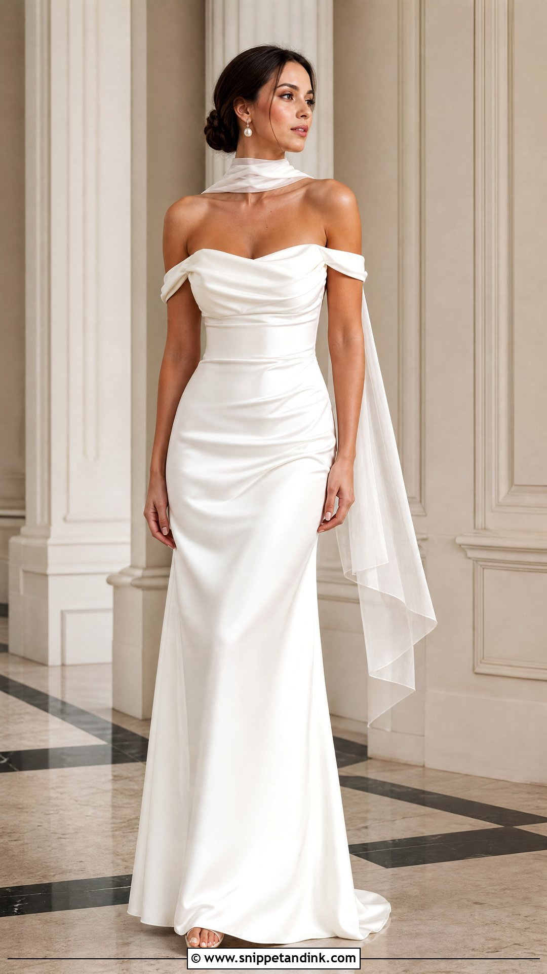 Off Shoulder Wedding Dress With Neck Scarf - Snippet and Ink - 25 Wedding Dress with Neck Scarf Ideas