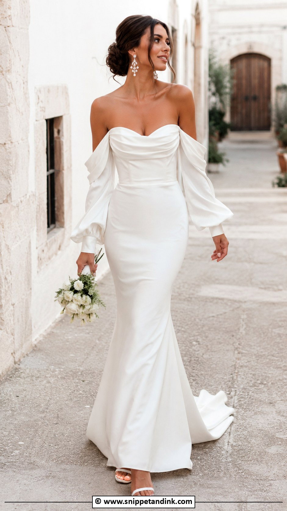 Off Shoulder Wedding Dress With Sleeves - Snippet and Ink - 35 Wedding Dresses with Sleeves