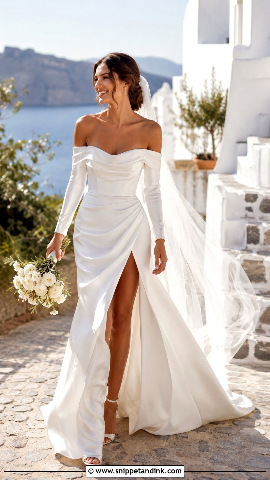 Off Shoulder Wedding Dress With Slit - Snippet and Ink - 25 Long Sleeve Off Shoulder Wedding Dress Ideas