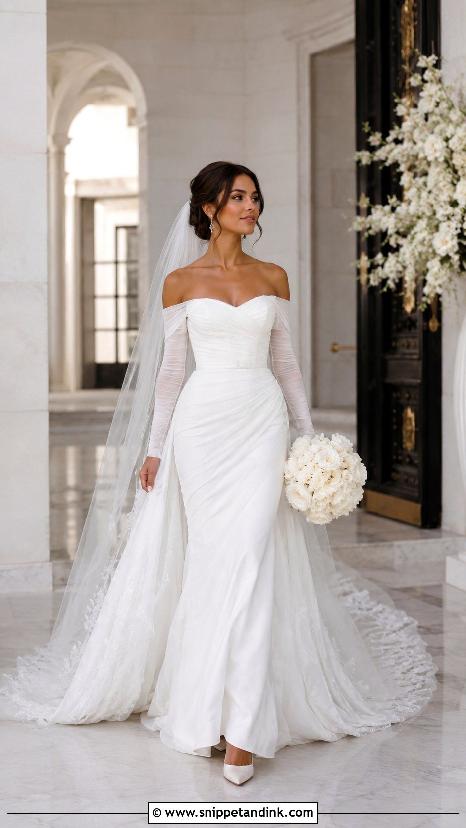 Off Shoulder Wedding Dress With Train - Snippet and Ink - 25 Long Sleeve Off Shoulder Wedding Dress Ideas