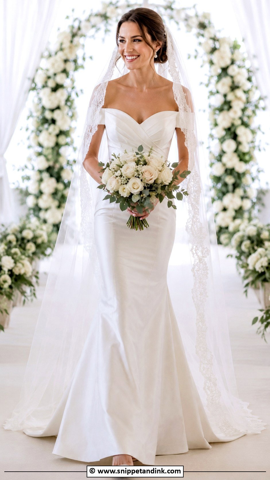 Off Shoulder Wedding Dress With Veil - Snippet and Ink - 35 Off Shoulder Wedding Dress Ideas