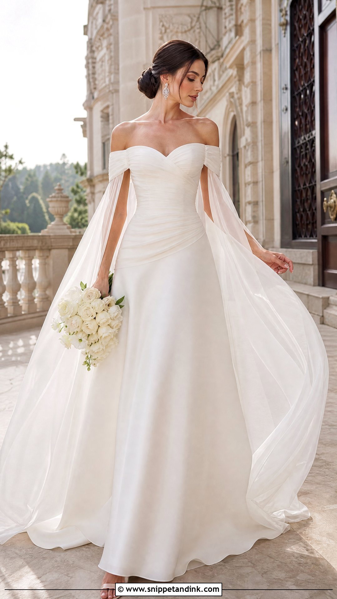 Off Shoulder Wedding Dress With Wing Sleeves - Snippet and Ink - 20 Wedding Dress with Wings Ideas