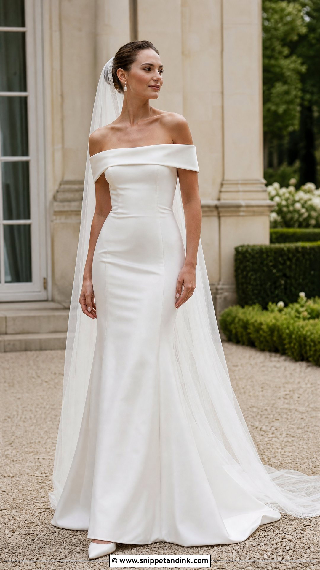 Off Shoulder Wedding Gown - Snippet and Ink - 20 Minimalist Simple Wedding Gown Ideas