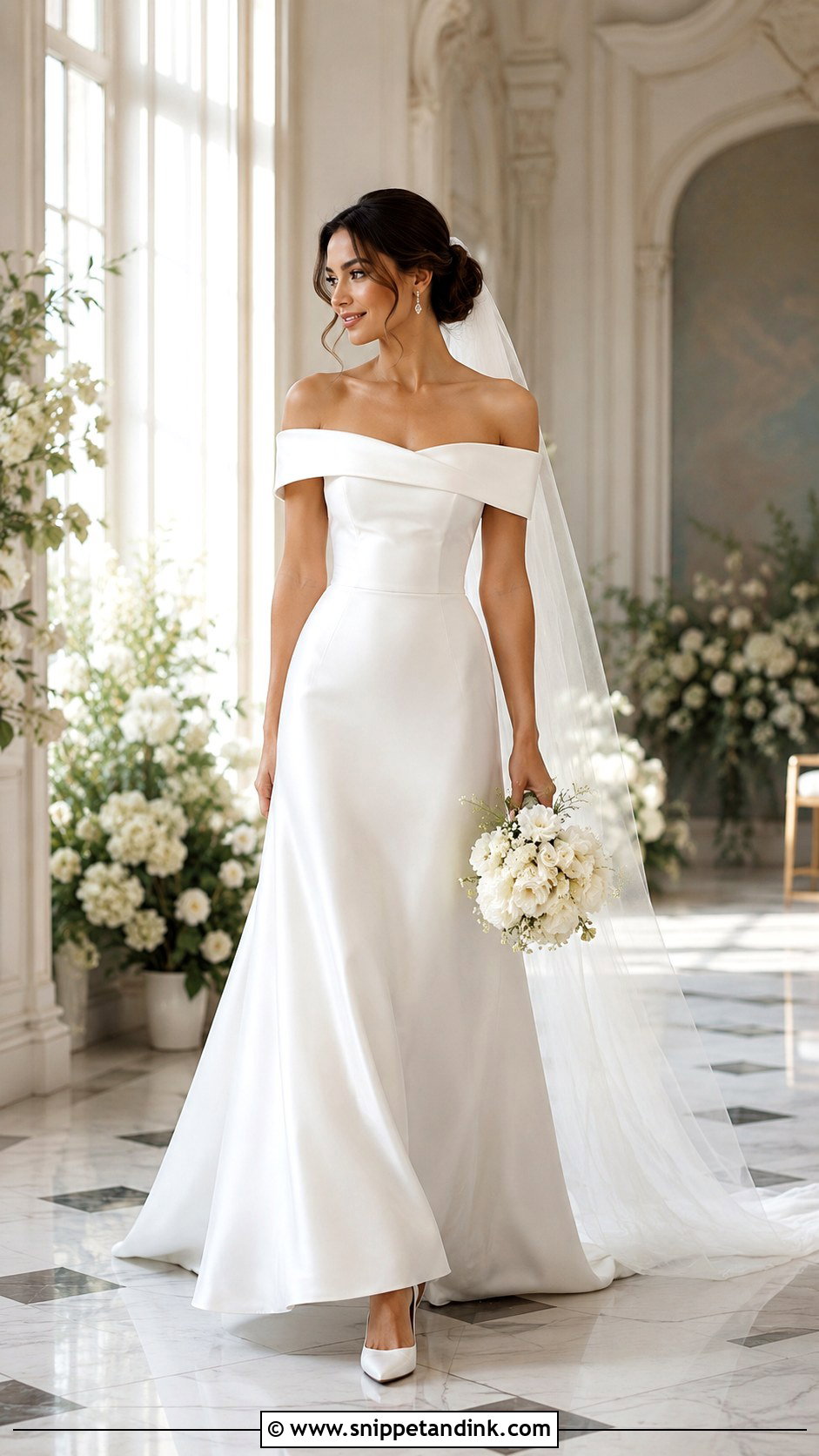 Off Shoulder Wedding Gown - Snippet and Ink - 20 Classy Minimalist Wedding Gown Ideas