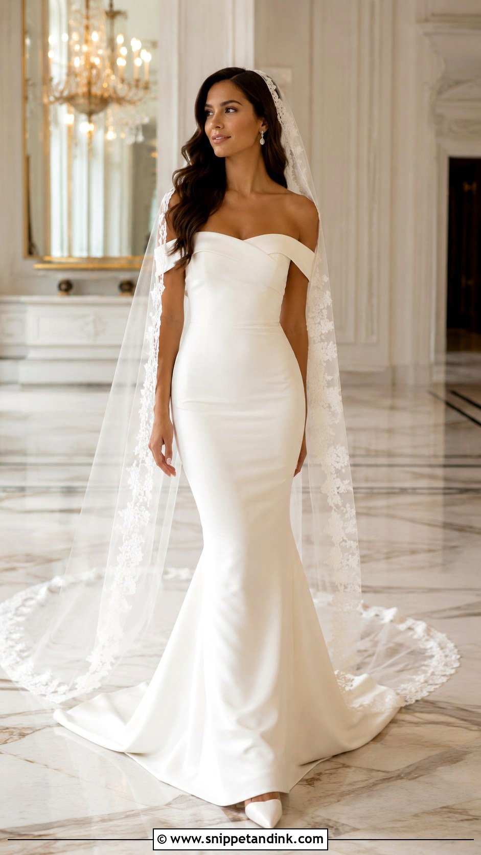Off Shoulder Wedding Gown Look - Snippet and Ink - 30 Bridal Wear Ideas