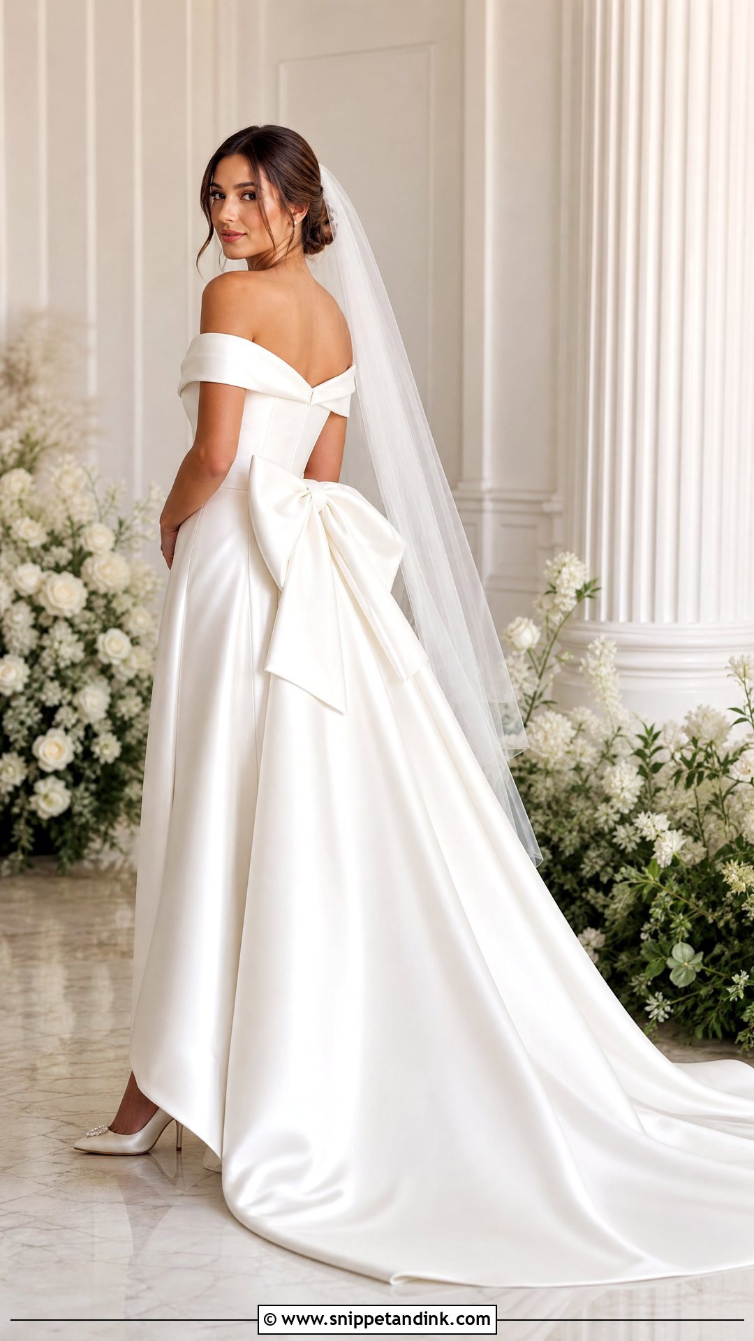 Off Shoulder Wedding Gown With Bow - Snippet and Ink - 25 Off Shoulder Wedding Gown Ideas