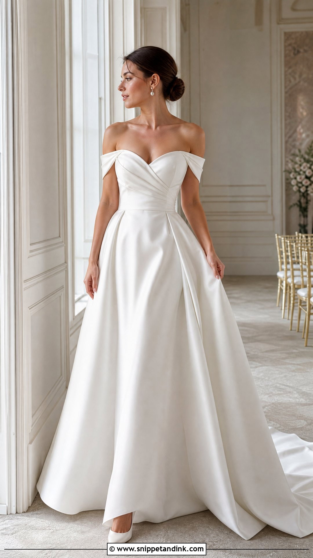 Off Shoulder Wedding Gown With Convertible Straps - Snippet and Ink - 25 Two Way Wedding Gown Ideas