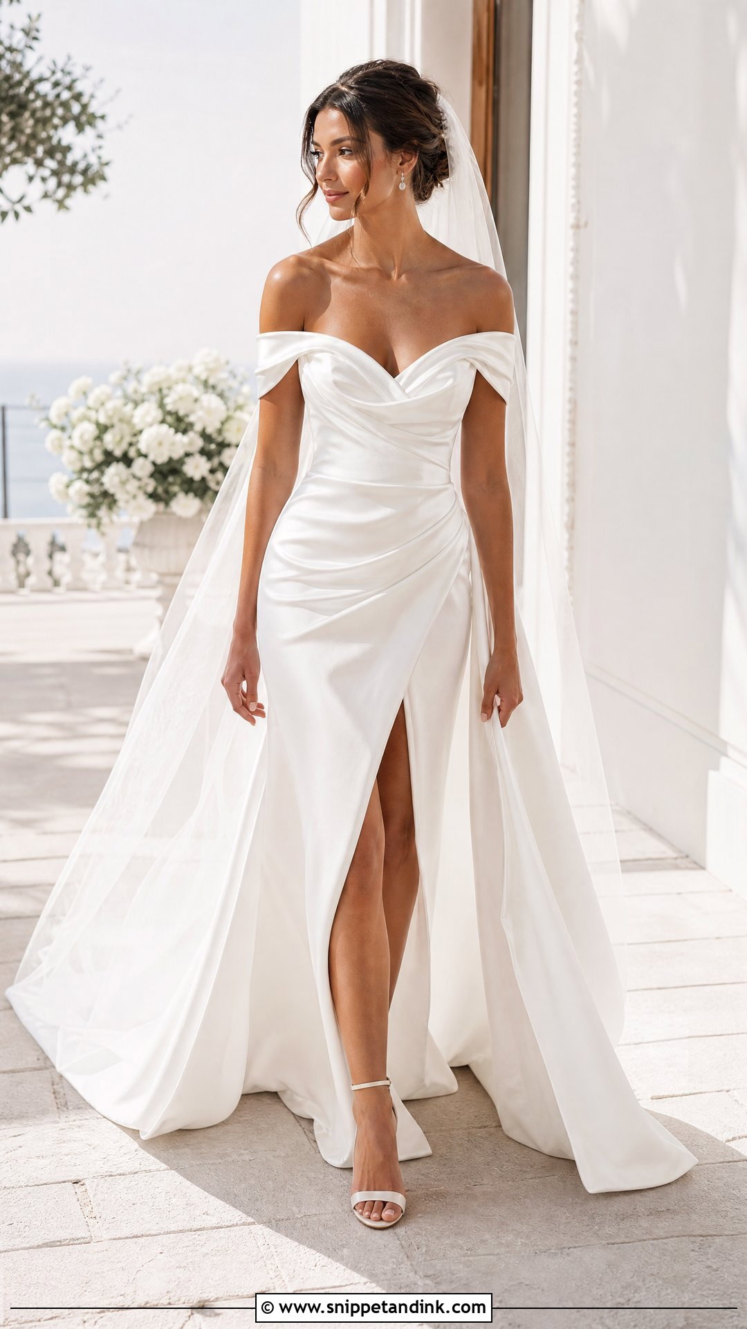 Off Shoulder Wedding Gown With Slit - Snippet and Ink - 25 Off Shoulder Wedding Gown Ideas