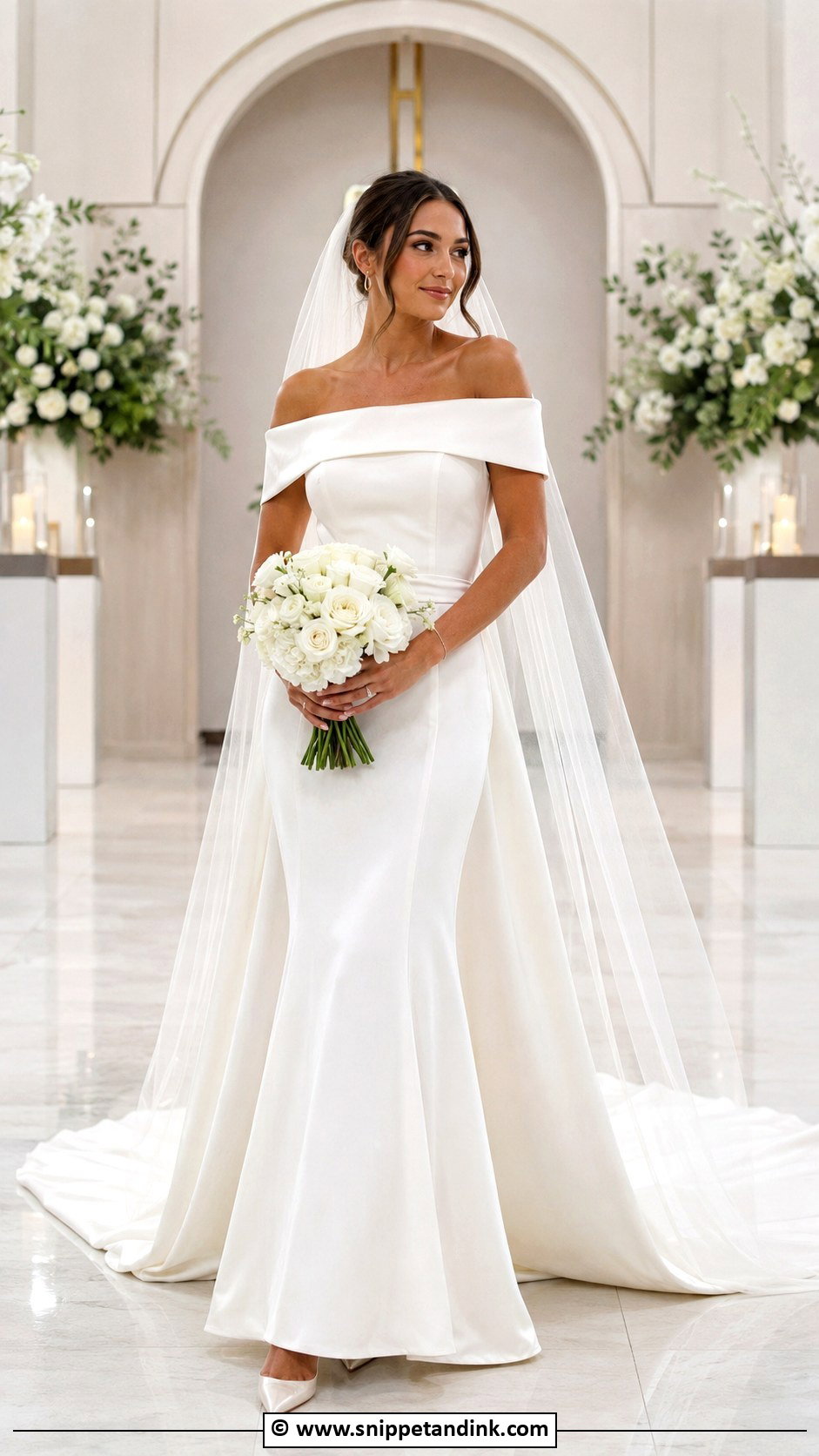 Off Shoulder Wedding Gown - Snippet and Ink - 25 Minimalist Wedding Gown Ideas