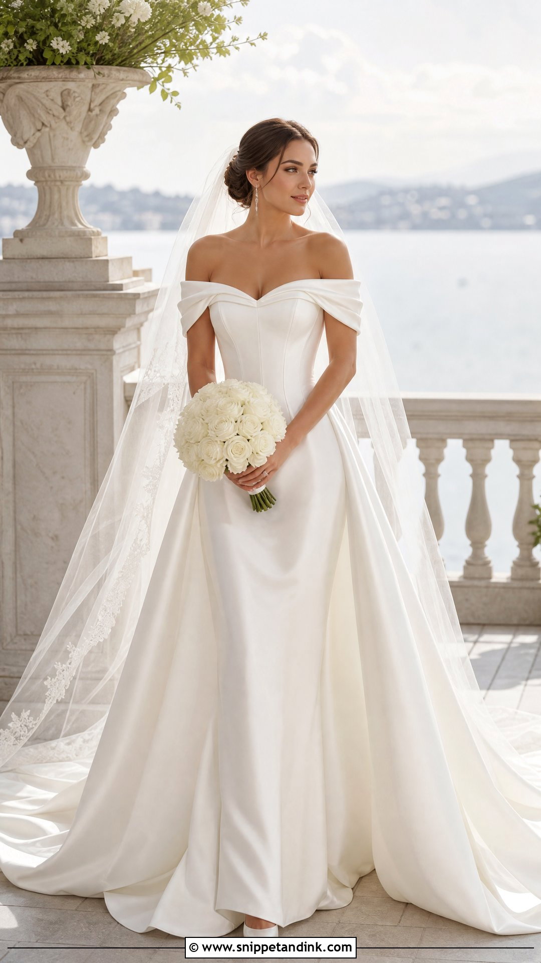 Off Shoulder White Silk Wedding Dress - Snippet and Ink - 20 White Silk Wedding Dress Ideas