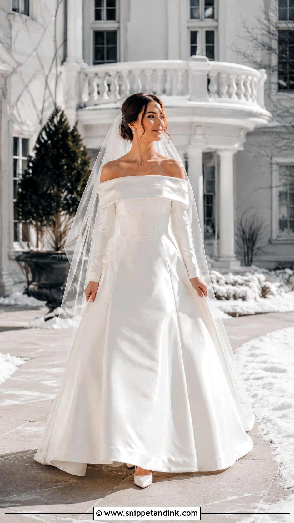 Off Shoulder Winter Bridal Dress - Snippet and Ink - 25 Winter Bridal Dress Ideas