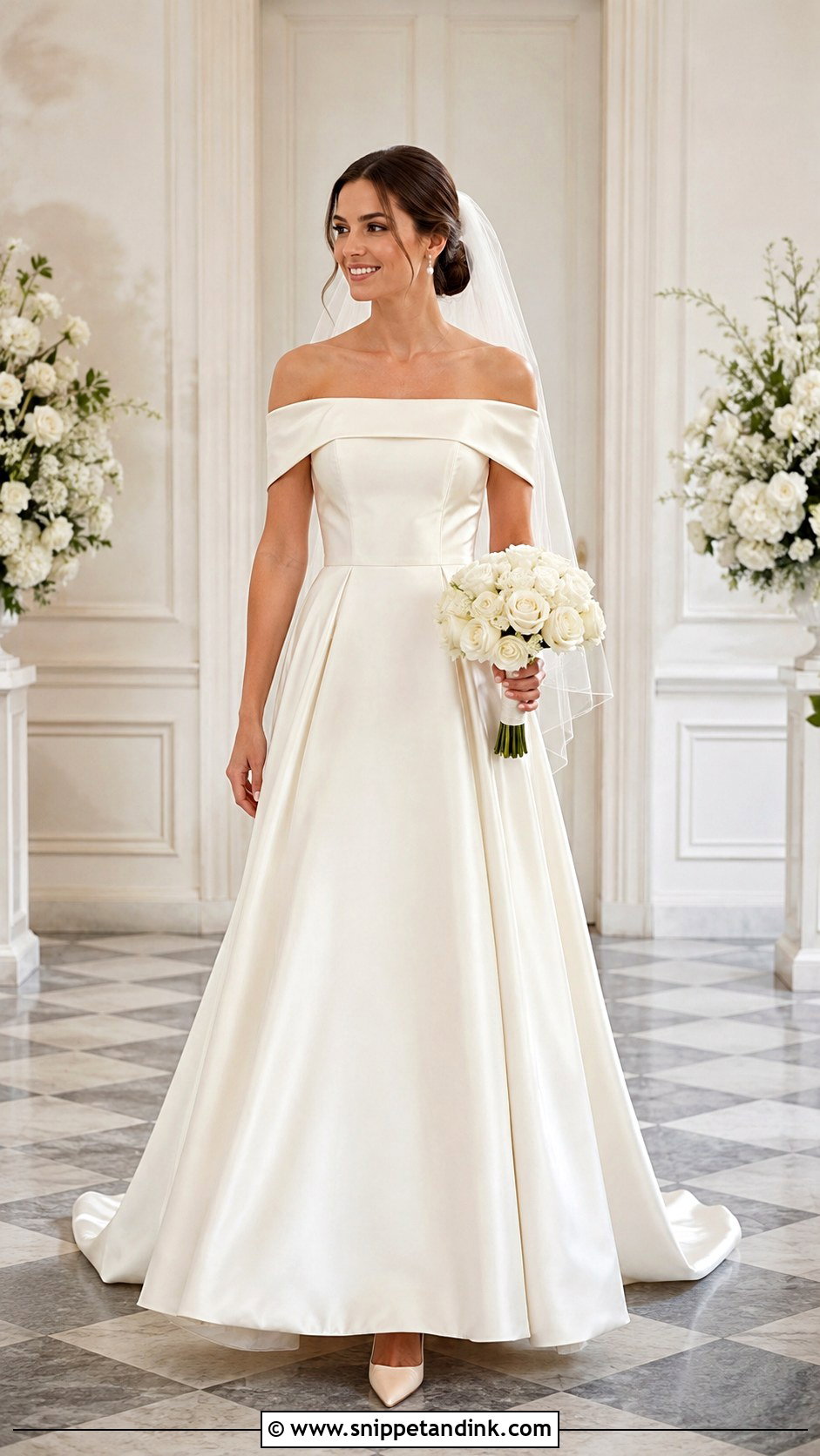 Off The Shoulder A Line Wedding Dress - Snippet and Ink - 25 Off the Shoulder Wedding Dress Ideas