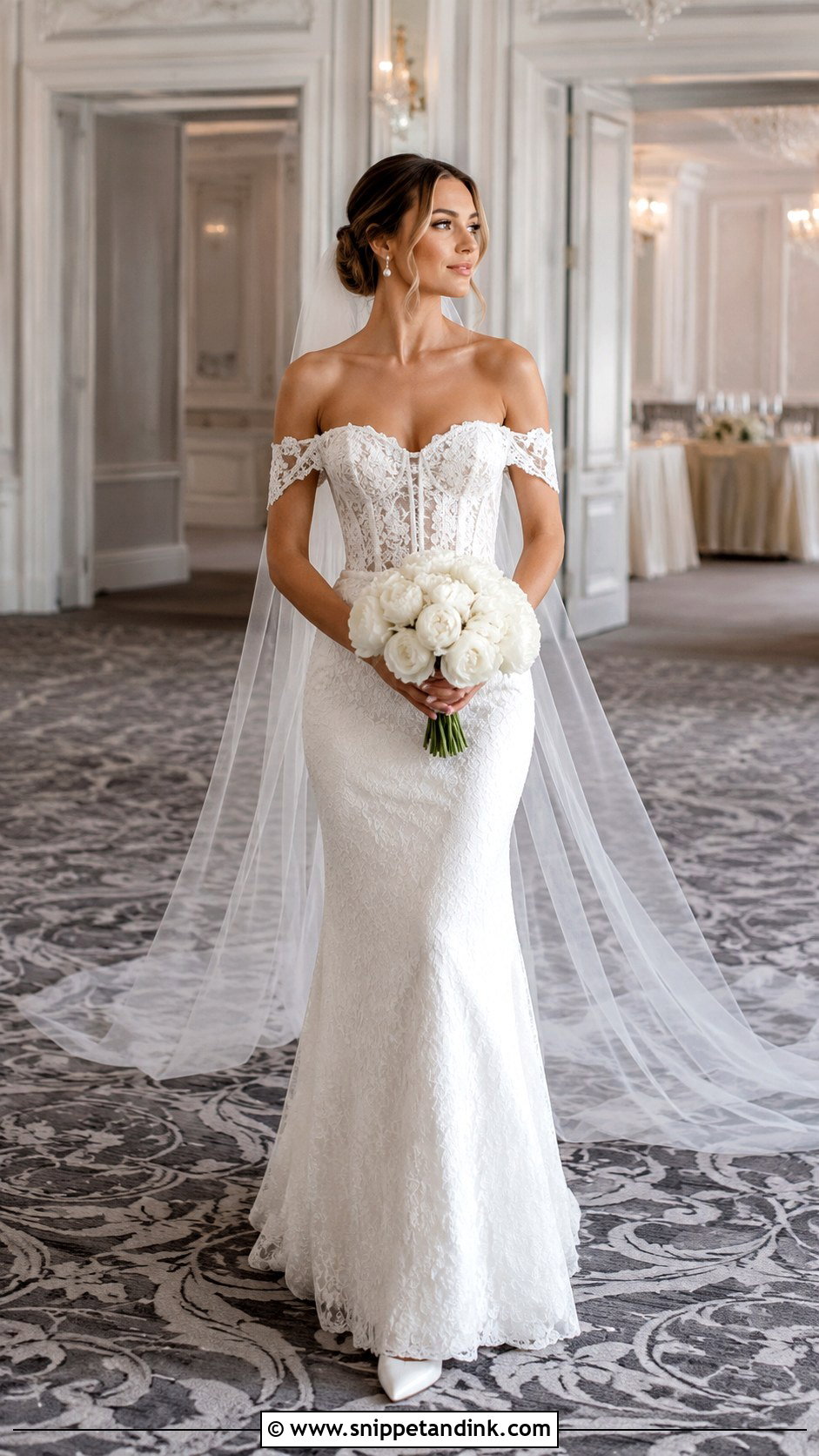 Off The Shoulder Anastasia Wedding Dress - Snippet and Ink - 20 Anastasia Wedding Dress Ideas